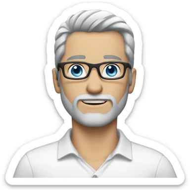 White man black and grey hair right blue eyes blue white glasses short beard  sticker