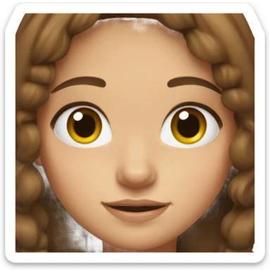 Cute girl with brown hair and brown eyes  sticker