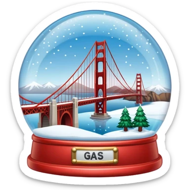 golden gate bridge in a snow globe sticker