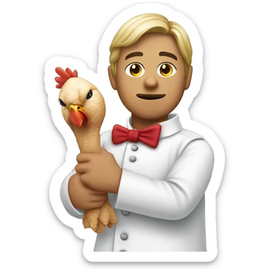 Kkk holding a chicken leg sticker
