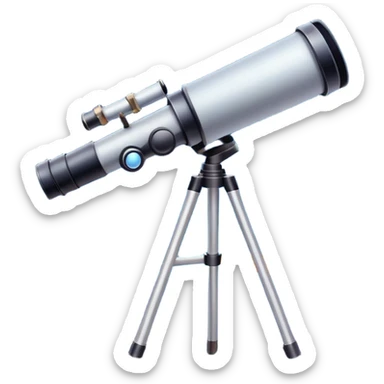 An icon featuring a telescope, stars, and a planet, symbolizing astronomy. The design includes a crescent moon, distant galaxies, and constellations, representing the study of space and celestial bodies. Transparent background highlights the exploration of the universe and cosmic phenomena. sticker