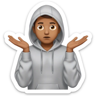 Man in hoodie shrugging his shoulders  sticker