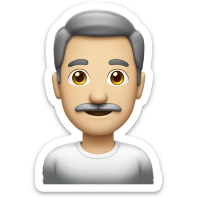 Homem branco, com bigode sorrindo e fazendo legal ,usando bone  sticker
