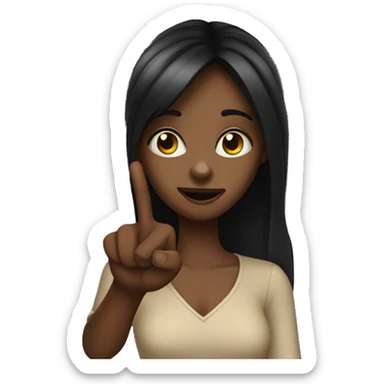 dark-hared girl showing down with an index finger  sticker