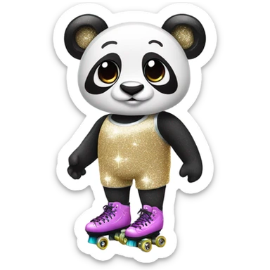 Panda wearing glitter underwear on roller skates sticker