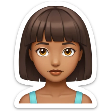 Una chica morena con pelo corto y su fleco  sticker