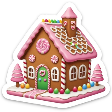 Gingerbread house pink sticker