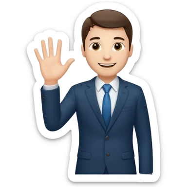 The businessman extends his hand to the side, as if he is about to take something. sticker