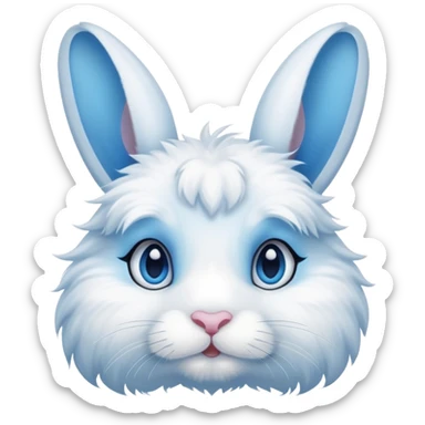blue and white rabbit with ocean blue eyes sticker