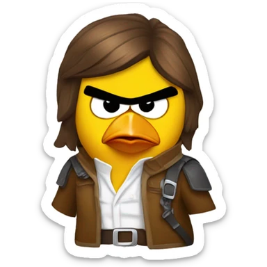 yellow angry bird dressed as han solo sticker
