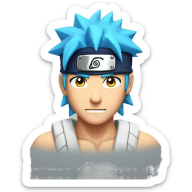 naruto character with bright blue hair, head band and yellow eyes sticker