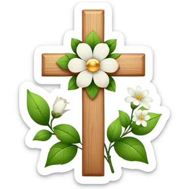 white simple cross with flora sticker