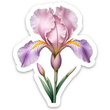 single Soft Pink Iris, straight stem sticker