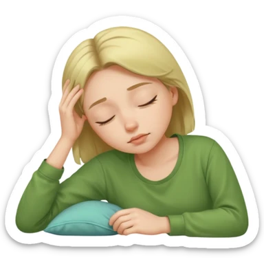 sleepy girl with a green shirt sticker