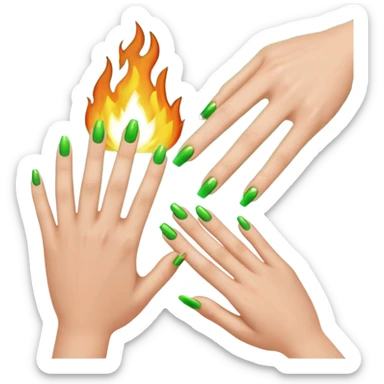 world of warcraft warlock hand with green fire checking nails like a pedicure was just done. just the hand sticker