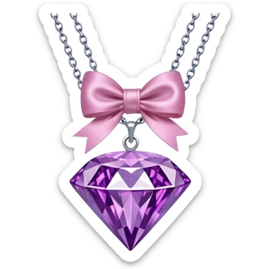 purple diamond necklace with a pink bow sticker