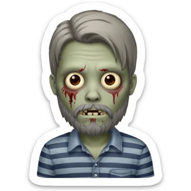 zombie in stripe  men long hair & bearded sticker