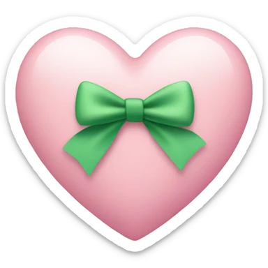 Pastel pink heart with green bow sticker
