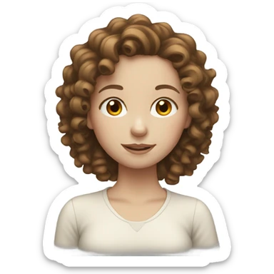 Pale girl with brown curly hair  sticker