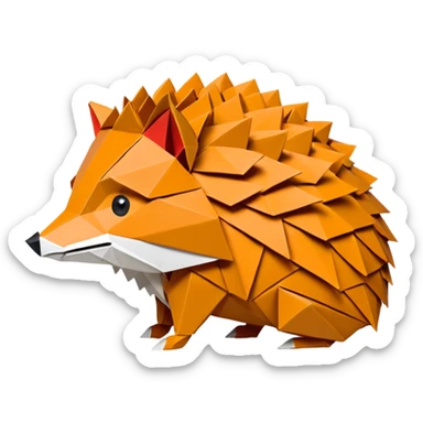 origami hedgehog half fox half hedgehog in color #A8FBD3 sticker