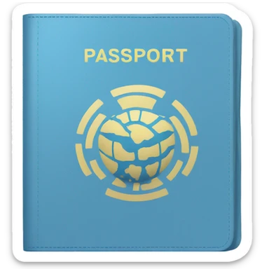 passport with blue cover sticker