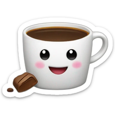 happy blob with coffee and a heart sticker