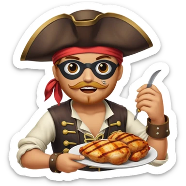 Pirata comiendo pollo a la brasa sticker