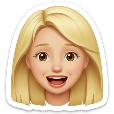 blonde girl crying from laughter, very funny, happy, having fun sticker