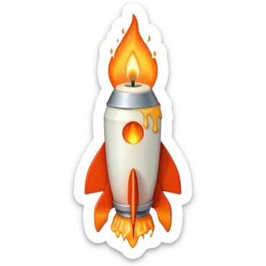 Yeah a rocket with a candle ON IT, so on it's side it must be 45 degree from the 360

So this: 🕯️

On a rocket sticker