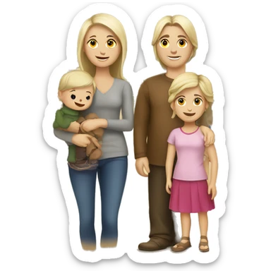 Caucasian family in a market sticker