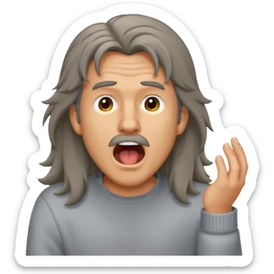 yawning long haired man in sweater sticker