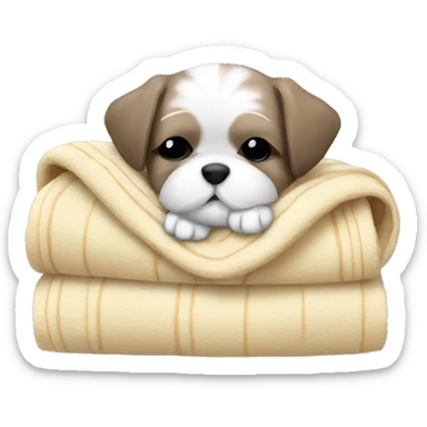 Shi - tzu puppy sleeping with a blanket sticker