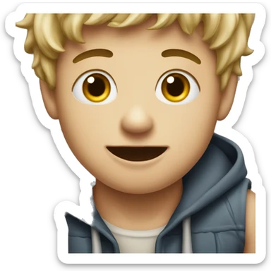 A boy with a mounth dirty by milk sticker