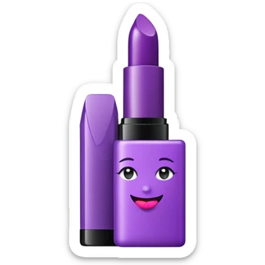 purple lipstick and cosmetics emojis in single object  sticker