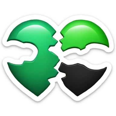 Broken half black and half green heart sticker