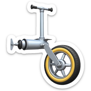Emoji-style aircraft landing gear with a single wheel and strut, simplified design, clean lines, cartoon-like, isolated on white background, minimal shading sticker