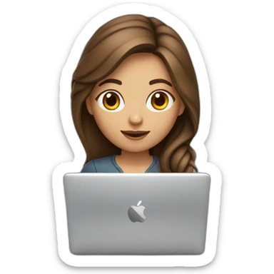 pretty programmer girl with brown hair working with MacBook sticker