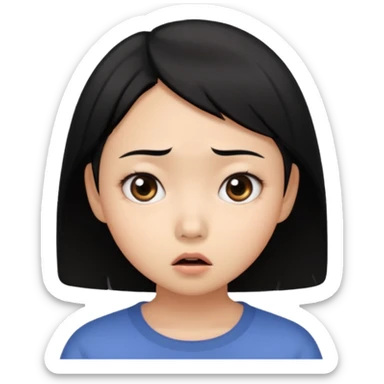 dark circles eyes frightened asian girl sticker
