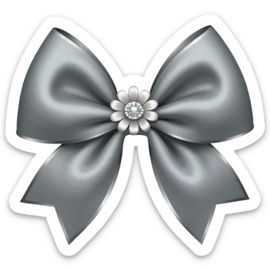 Gray flower bow with glitter sticker