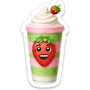 Strawberry Matcha Latte boba sticker