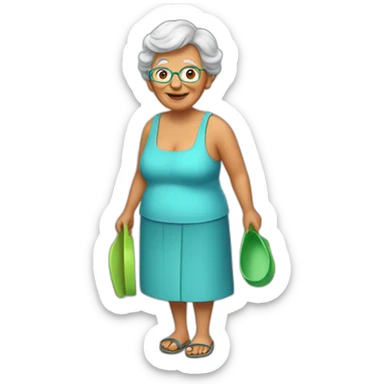 grandma holding flip-flop sticker