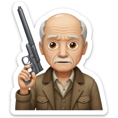 Make a emoji of a old man with a gun sticker
