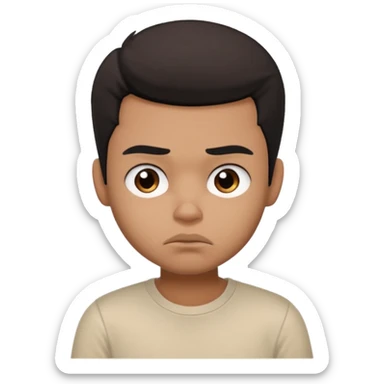 a pretty bratz dusky guy with half sleeved beige tshirt looking sleepy and bored sticker