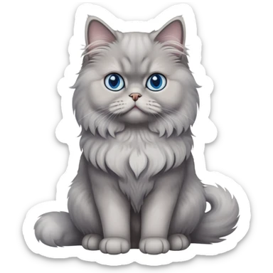 gray Persian cat full body sitting with blue eyes sticker