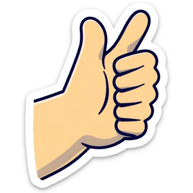 human hand giving a thumbs up, cartoonish, simple background sticker