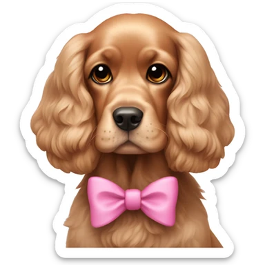 cocker spaniel dog with pink bows on ears sticker