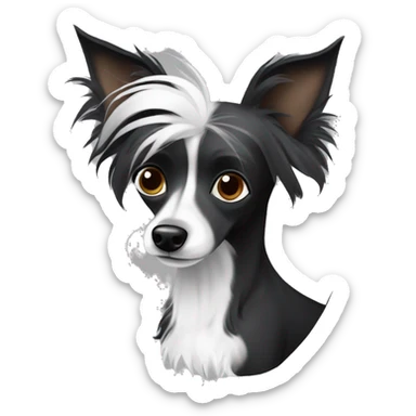Black chinese crested dog 2 black paws and två white. Black and white hair sticker