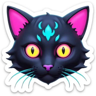 Black Dark Nocturnal Neon-glowing Abyssal Nightly Abyss-Cat-Fakémon Creature sticker