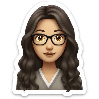 a brunette girl with long hair and hexagone glasses  sticker