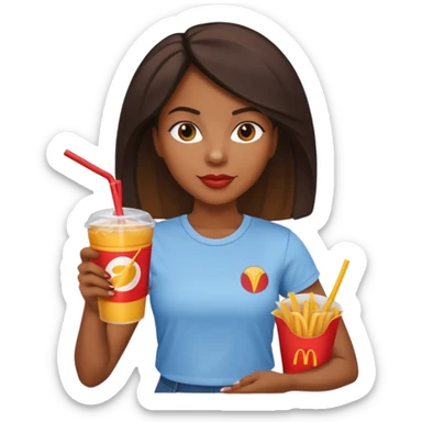 black woman holding fastfood drink sticker